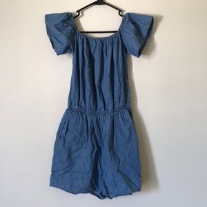 Off shoulder denim romper